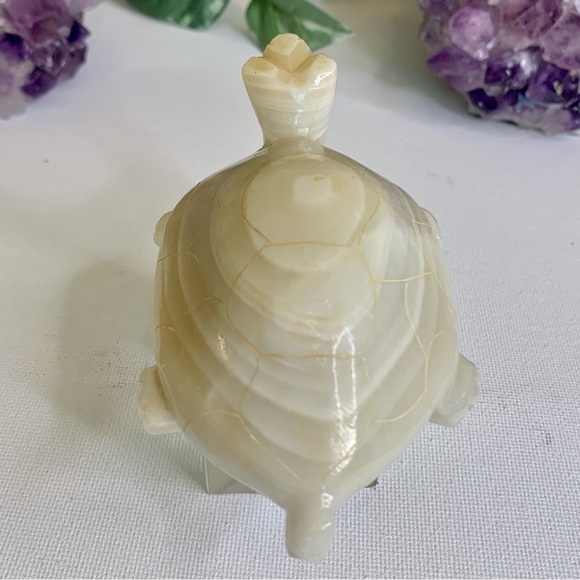 Large Banded Calcite Crystal Turtle Carving Polished Onyx Tortoise Figurine 4.5” - Picture 8 of 16